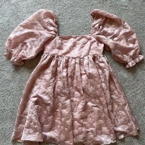 Womens Elegant Pink Babydoll Mini Dress- Size Large